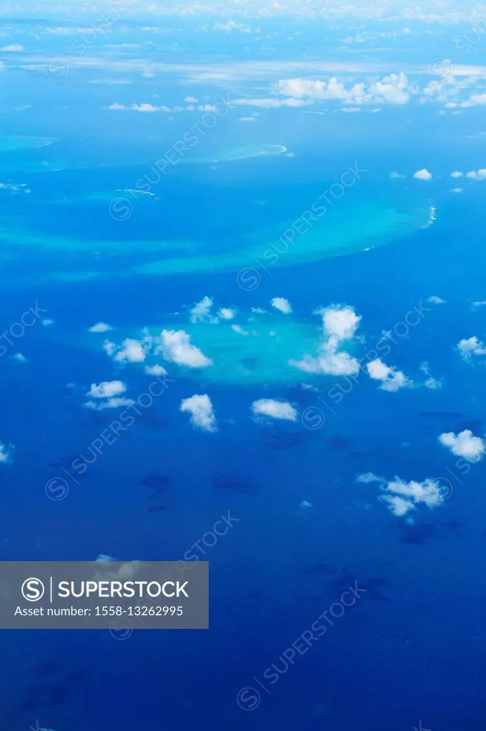 Flight over Great Barrier Reef, Queensland, Australia