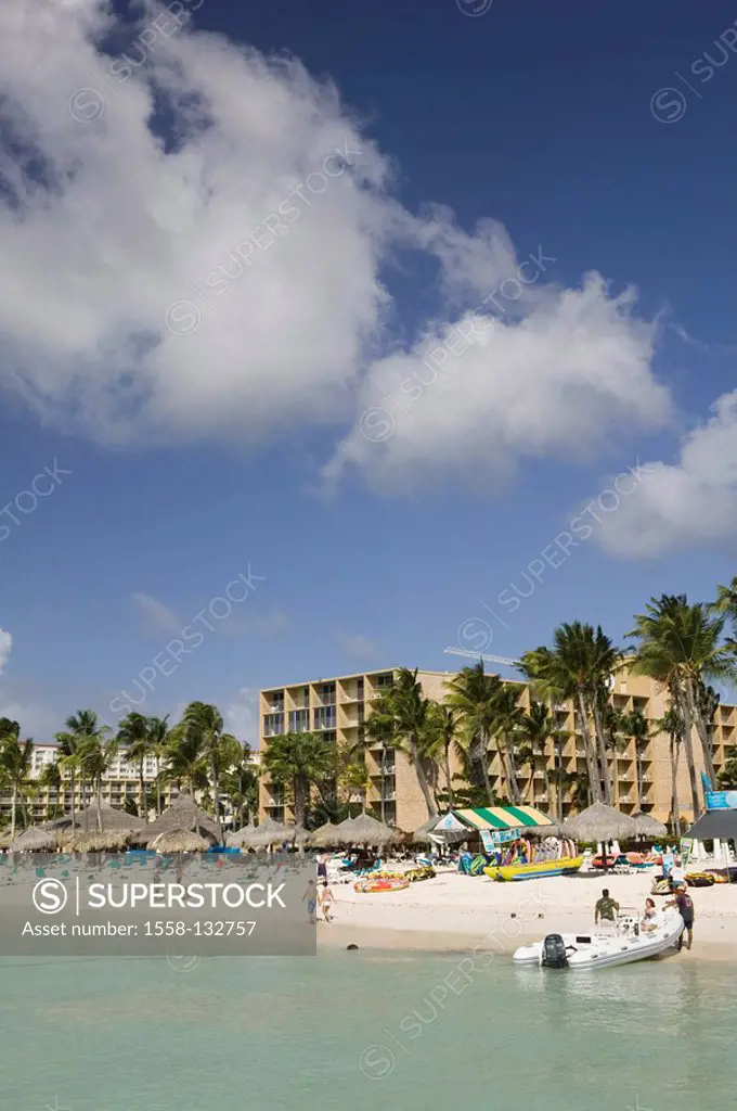 Aruba, Palp Beach, holiday resort, houses, beach, lake, tourists, ABC islands, little one Antilles, Dutch Antilles Caribbean island Caribbean-island v...
