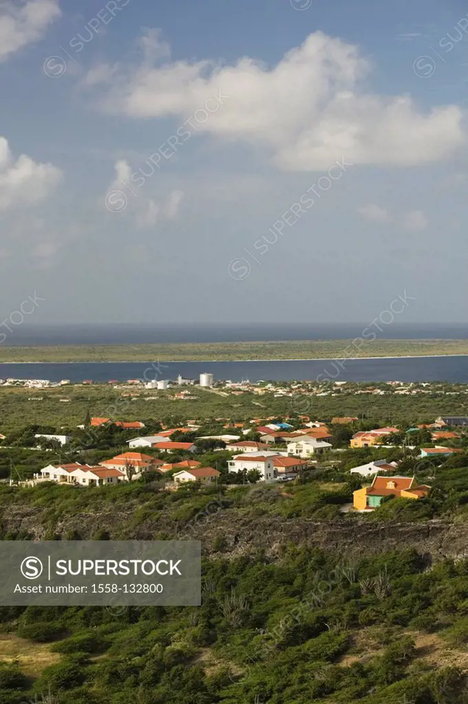 Bonaire, Kralendijk, overview, gaze of the Seru Largu, hills, 123m, ABC-Inseln, little one Antilles, Dutch Antilles, Caribbean, island, Caribbean-isla...