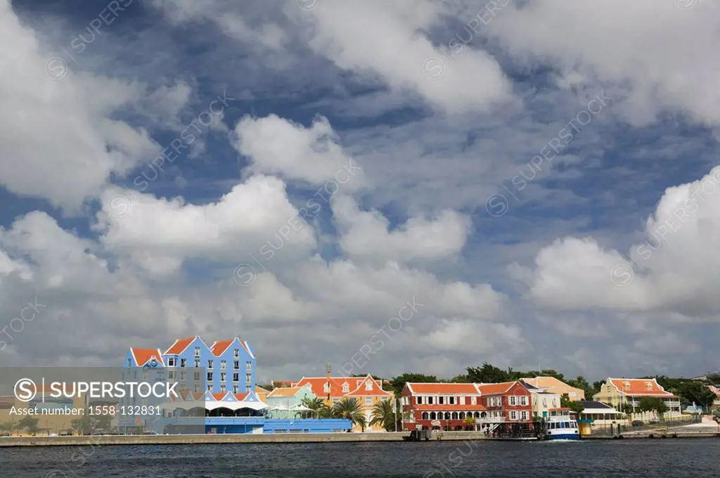 Curacao, Willemstad, Otrobanda, Sint Anna Baai, harbor, houses, ABC-Inseln, little one Antilles, Dutch Antilles, Caribbean, island, Caribbean-island, ...