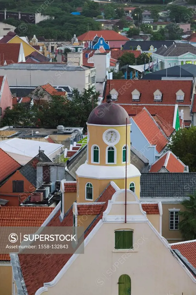 Curacao, Willemstad, Punda, city view, houses, colorfully, twilight, ABC-Inseln, little one Antilles, Dutch Antilles Caribbean island Caribbean-island...