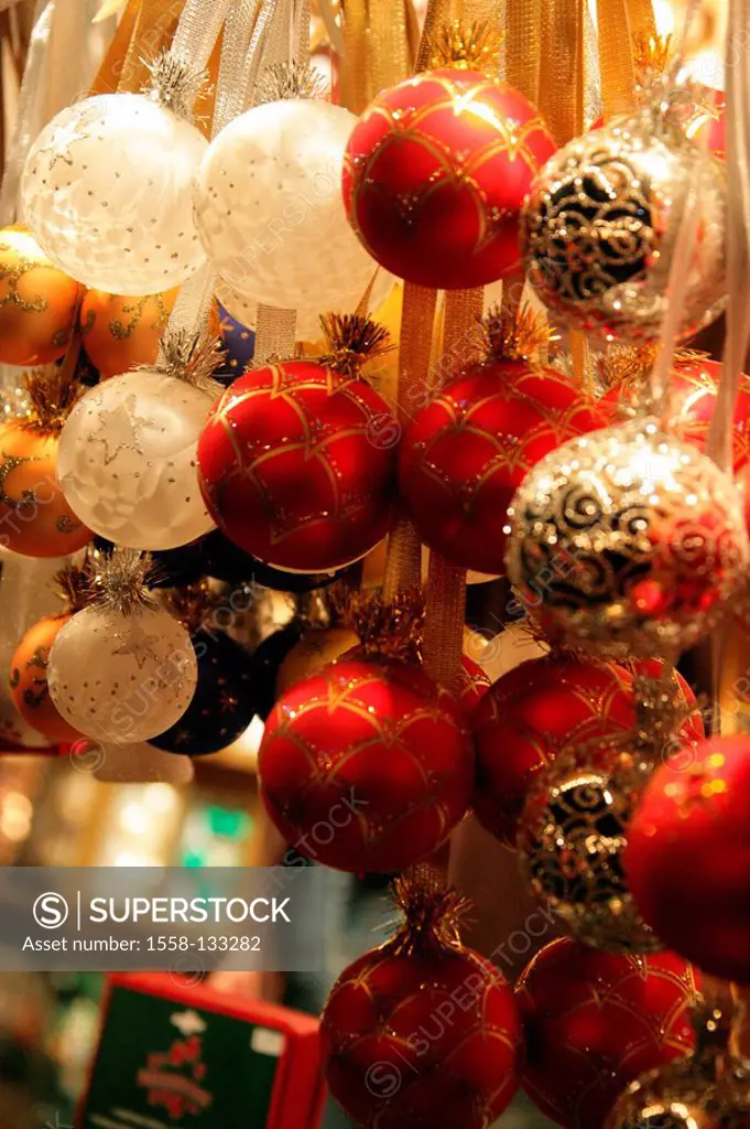 Christmas-market, sale, Christmas-balls, different, detail, Advent, Christmas, market, market-stand, tree-jewelry, christmas tree balls, decoration, C...