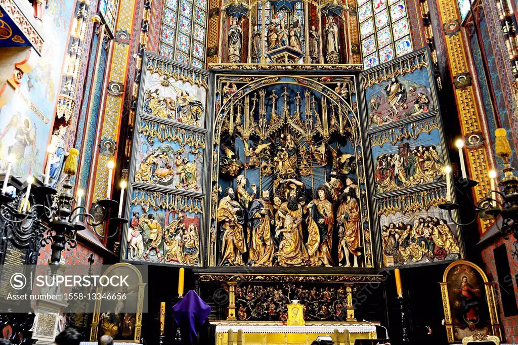 Poland, interior of the St. Mary's Church in Cracow