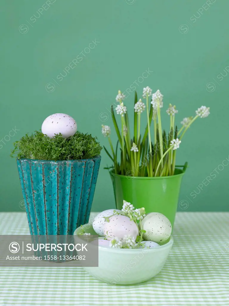 egg in the nest, Easter eggs, flowers