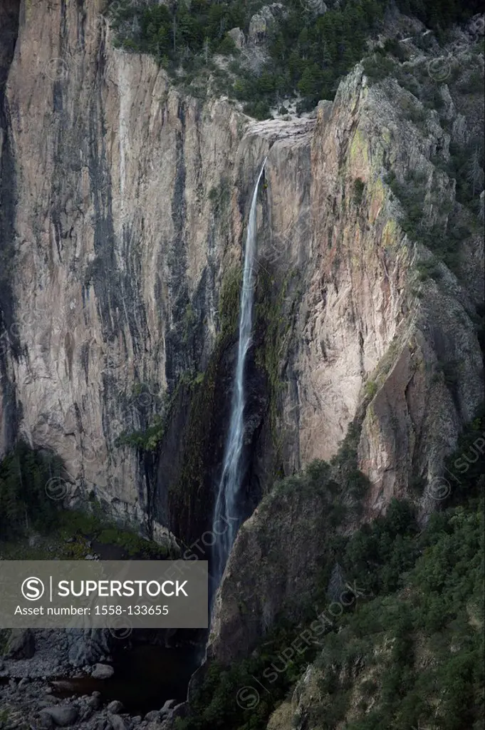 Mexico, Chihuahua, Cascada de Basaseachi, waterfall, destination, sight, geography, nature, water, river, landscape, rocks, steep-wall, rockface, natu...
