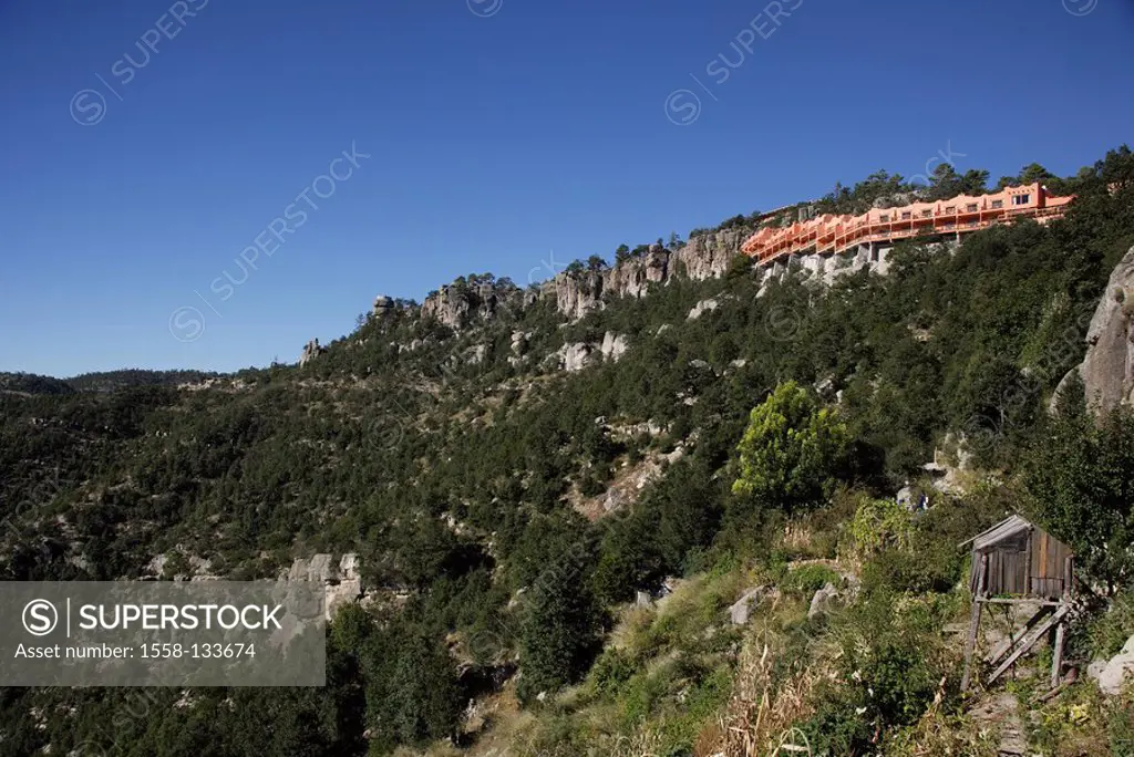 Mexico, Chihuahua, Copper Canyon, landscape, house, destination, sight, copper-canyon, canyon, mountains, mountain scenery, vegetation, forest, hotel,...