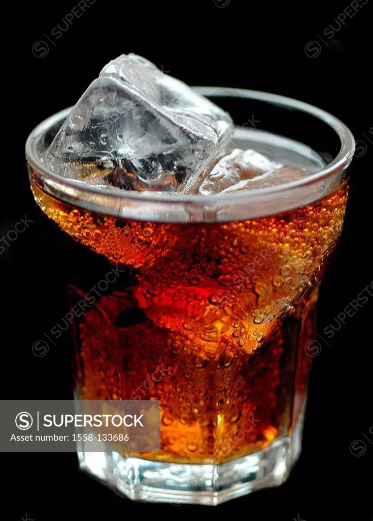 Glass, Softdrink, coke, ice-dice, series, beverage, soda, caffeine-containing, gloomily, dice, ice, iced, cooling, coolly, refreshment-beverage, sugar...