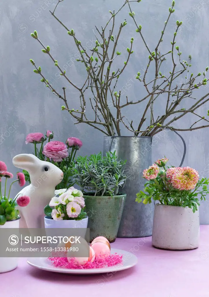 Easter bunny between flowers