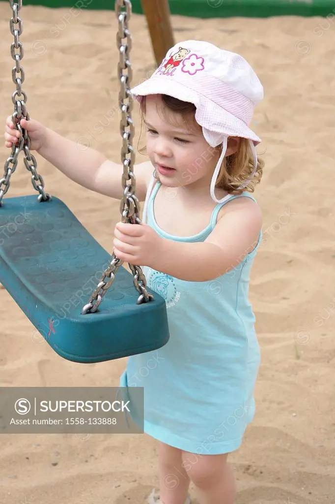 Toddler, playground, swing, stands,