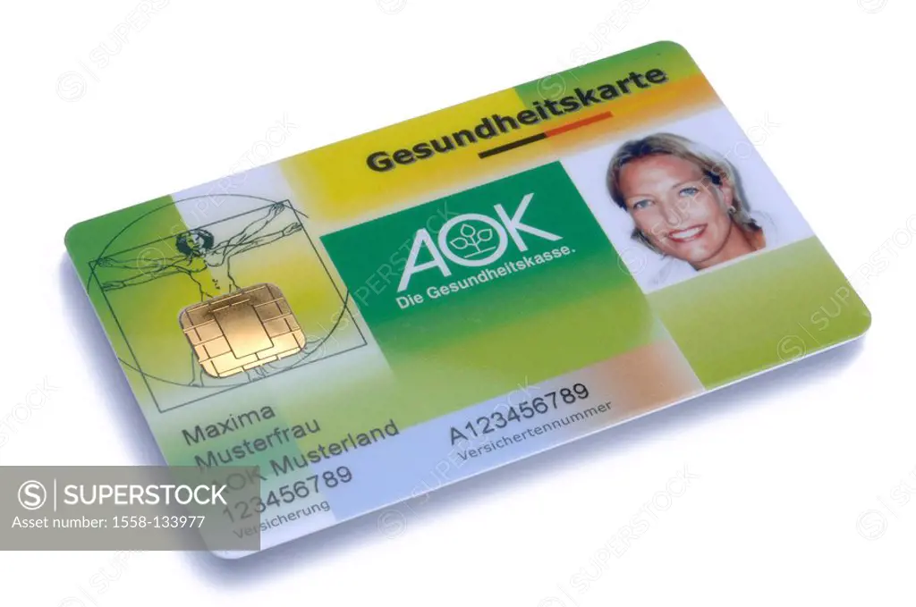 Policy holder-card, AOK, no property release, health insurance company, legally, health, illness, chip, electronically, chip-card, health-card, patien...