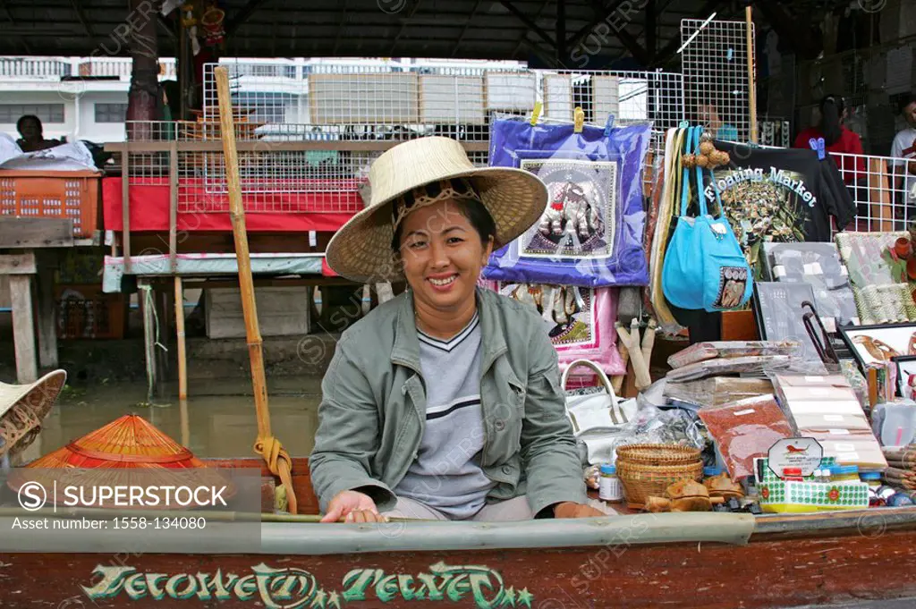 Thailand, Bangkok, Damnoen Saduak, swimming market, merchant, boat,