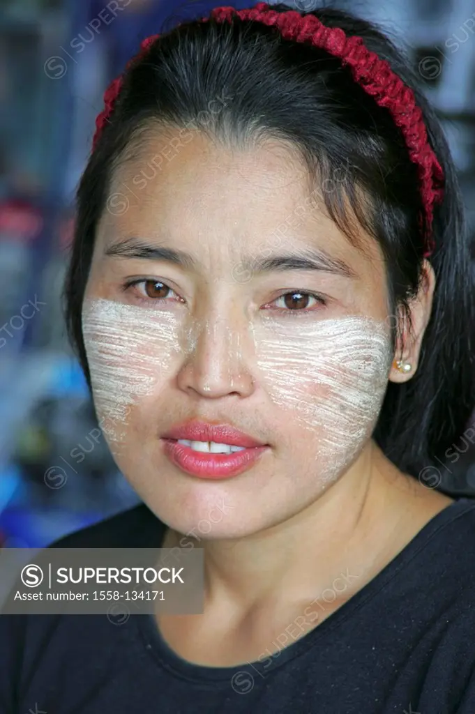 North-Thailand, golden triangle, woman, face-painting, portrait,