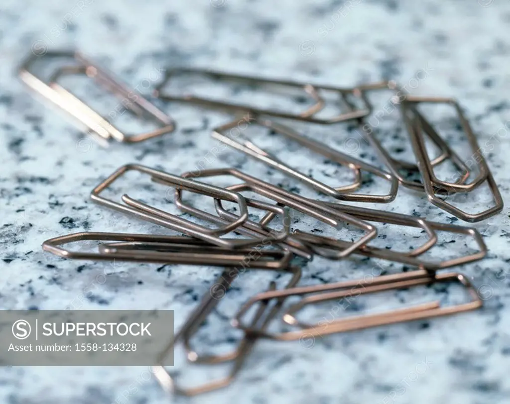 Paper clips, close-up, fuzziness, objects, aids, office-articles, office-couplerials, office supply, office-couplerial, metal-clamps, clamps, metal, s...