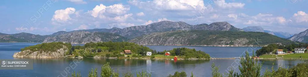 Norway, Lysefjord, coast, lake, island, Scandinavia, southwest-coast, coast-region, residences, waters, nature, landscape, idyll, silence, silence, de...