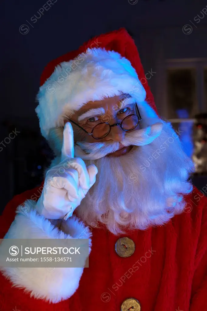 Santa Claus, glasses, smiling, gesture, portrait, series people man men´s-portrait disguise, beard, artificially, intoxication-beard, cap, Nikolaus-ca...