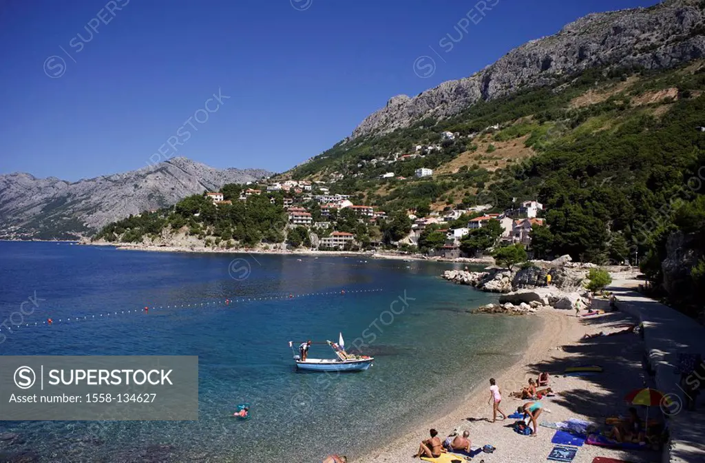 Croatia, Dalmatia, Makarska Riviera, Brela, bathing-bay, series, Europe, destination, sea, Mediterranean, coast, coast-landscape, mountains, beach, ba...