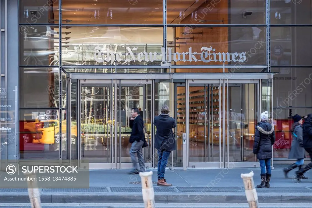 entrance of the newspaper The New York Times in New York