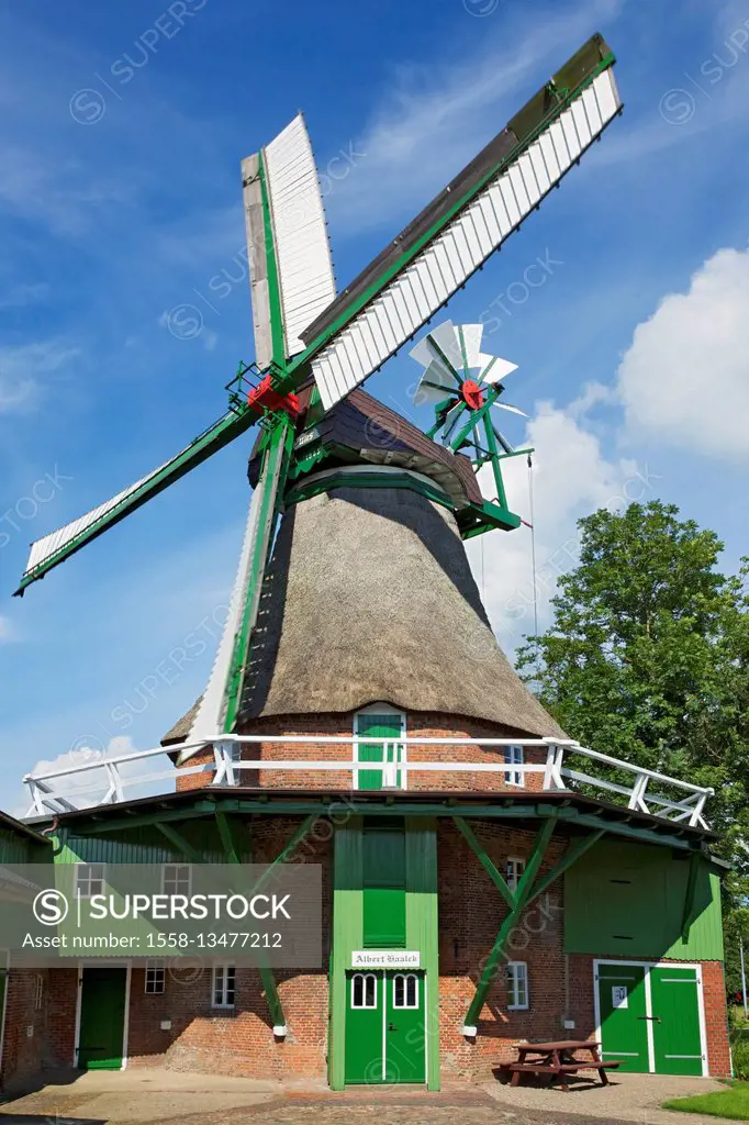 straw roofed windmill 'Gott mit uns' in Eddelak,