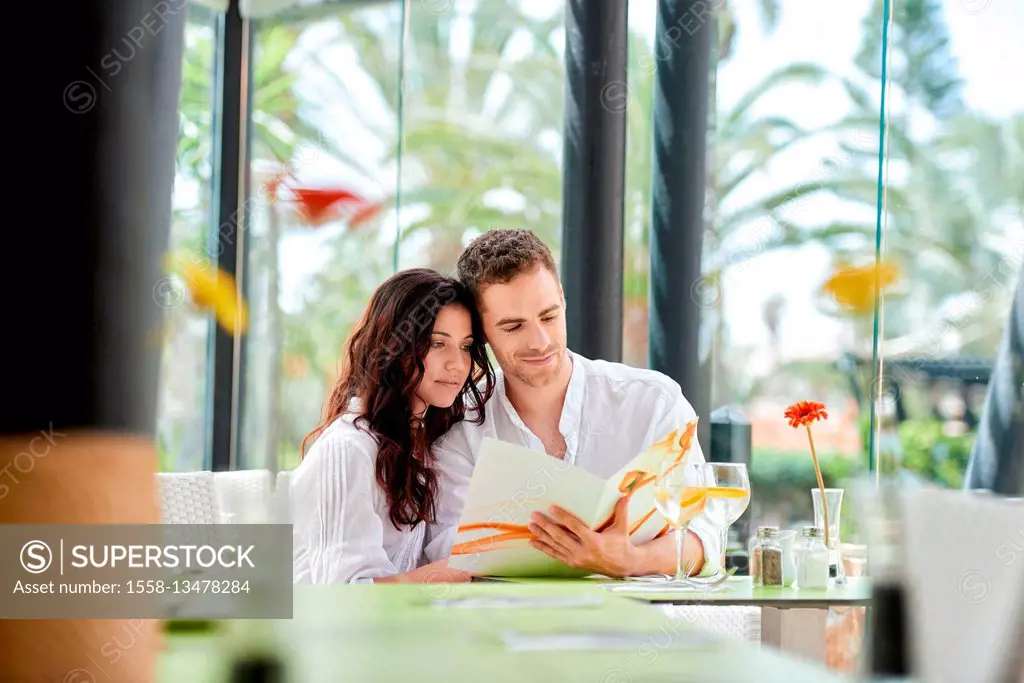 young couple in the restaurant