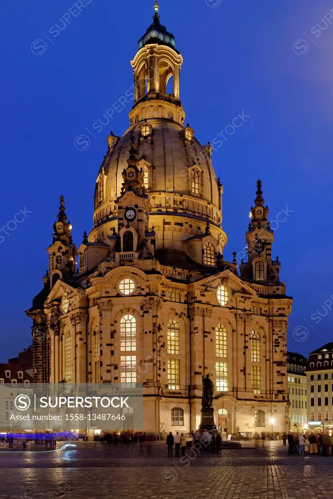 Dresden Frauenkirche at the Neumarkt, Europe, Germany, Dresden, Saxon