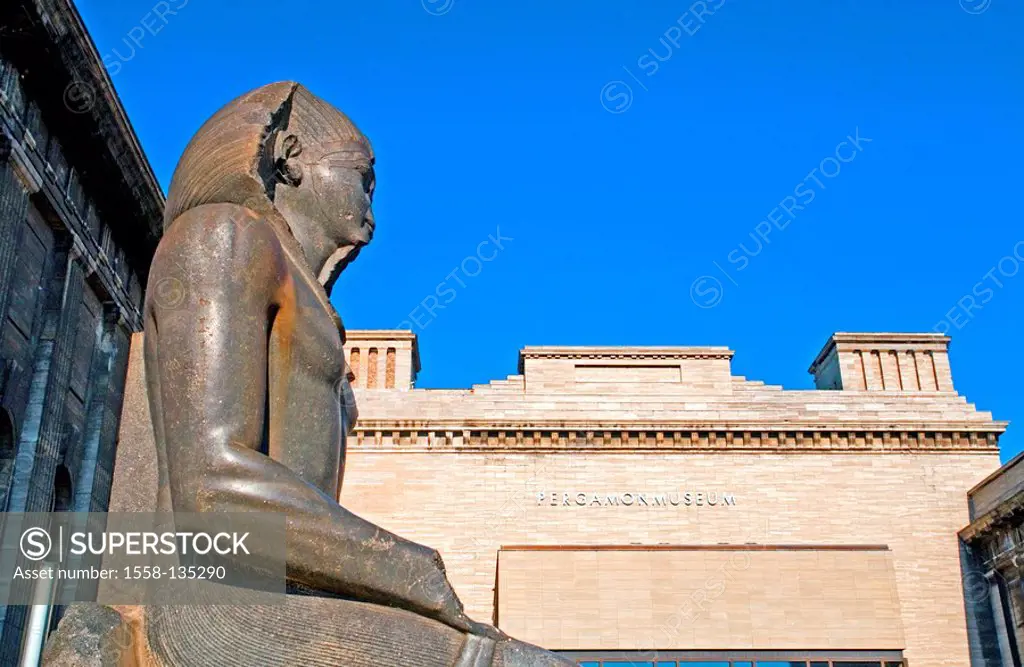 Germany, Berlin, Pergamonmuseum, statue, King Amenemhet II, detail, city, district, Berlin-middle, destination, sight, culture, city trip, buildings, ...