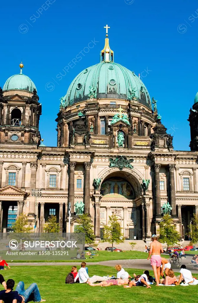 Germany, Berlin, Berlin cathedral, Lustgarten, tourists, city, Berlin-middle, capital, bishop-church, main-church, church, architecture, architecture,...