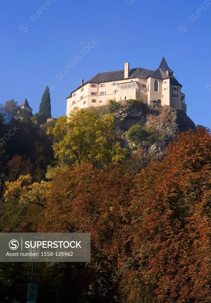 Austria, low-Austria, Wachau, rose-castle, palace rose-castle, from below, autumn, rise, renaissance-palace, 12 Jh , Palace-buildings, construction, a...