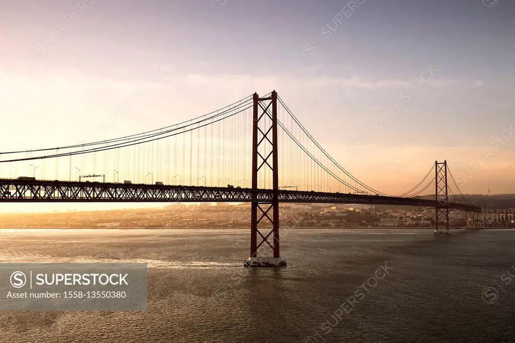 Bridge of the 25th of April in Lisbon at sundown