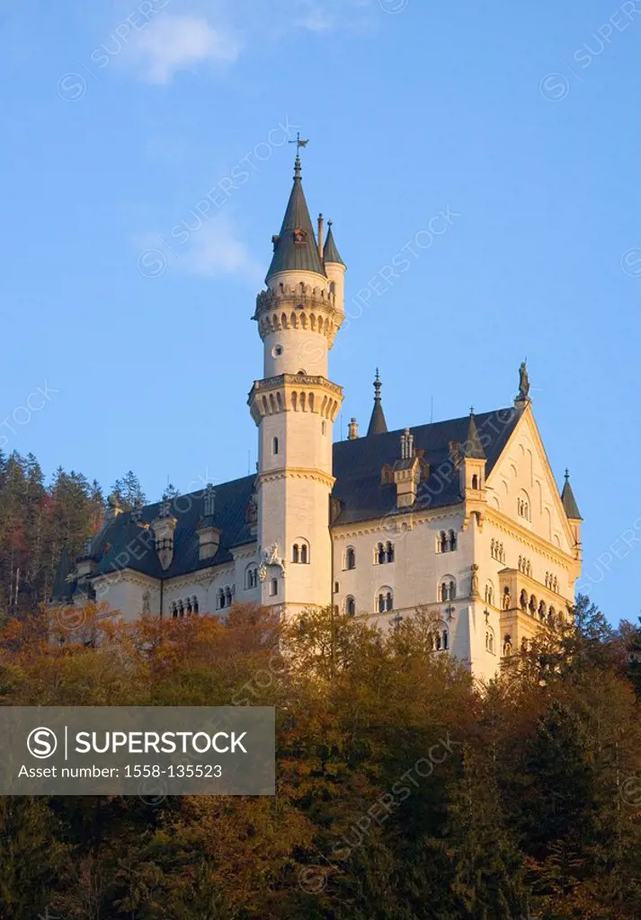 Germany, Bavaria, Allgäu, swan-district, palace Neuschwanstein, autumn, king-palace, fairy-tale-palace, construction, architecture, landmark, culture,...