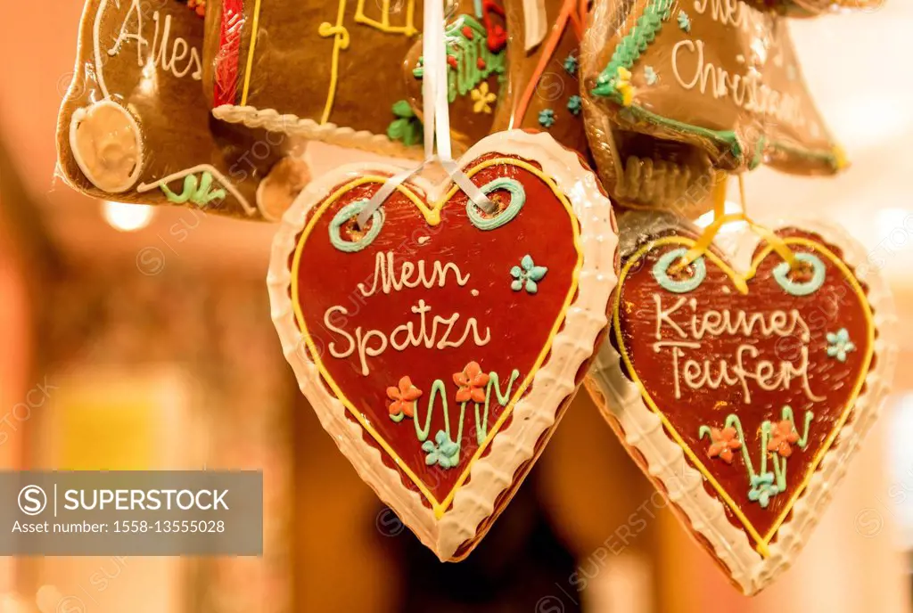 Gingerbread hearts, hanging, sayings