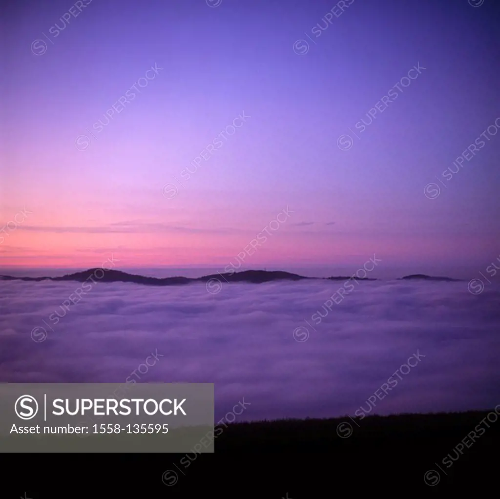 mountain scenery, cloud-lake, evening-mood, mountains, summit, mountain-chain, fog-blankets, cloud-mood, cloud cover, fog, heaven, evening-heaven, sun...