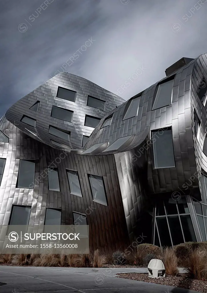 Architecture of Frank O. Gehry, building, silver, curved, Las Vegas, the USA