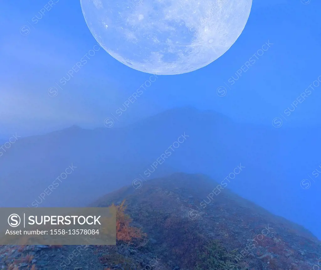 Mountain landscape with moon