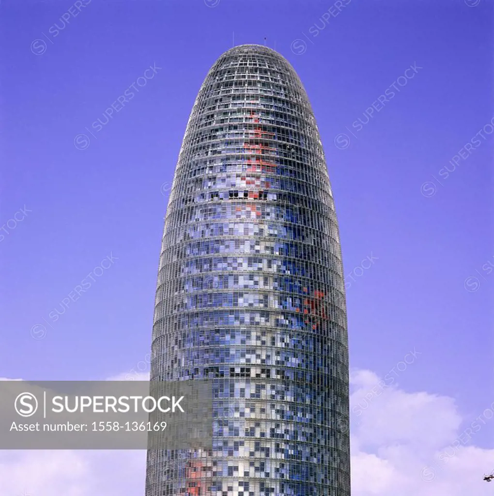 Spain, Katalonien, Barcelona, Torre Agbar, heaven, no property release, Avinguda Diagonal, construction, buildings, Agbar-Turm, tower, high-rise, offi...
