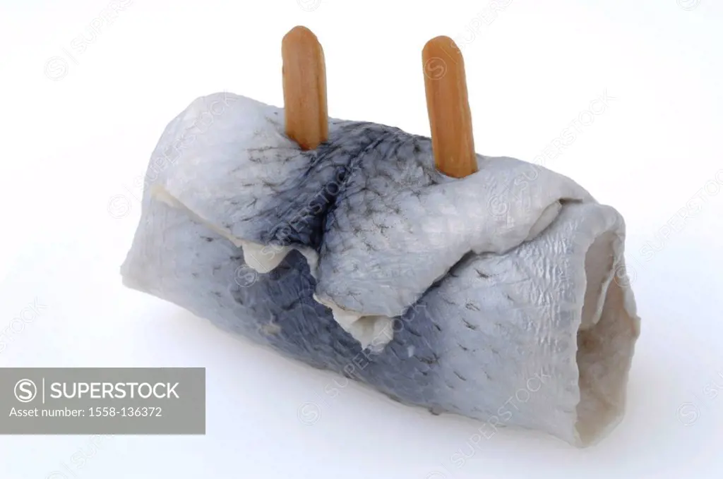 Rollmops, fish-dish, herring, fish, rolled, rolled in, put in, sourly, fish-small rolls, food, symbol, tomcat-breakfast, cut-out, studio, interior,
