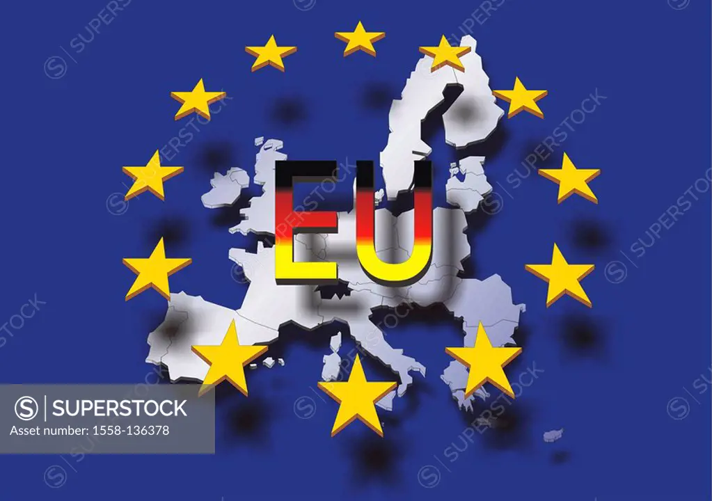 Computer-graphics, map, EC-countries, stroke, EC, black-red-gold, EC-stars, graphics, European union, Europe, coordinate-system, union, connection, me...