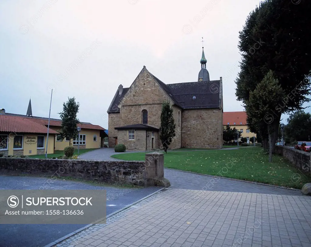 Germany, Lower Saxony, Georg-Marie-alm, St  Johann cloister Oesede, cloister-church St  Marien, Teutoburger forest, cloister-installation, church, cro...