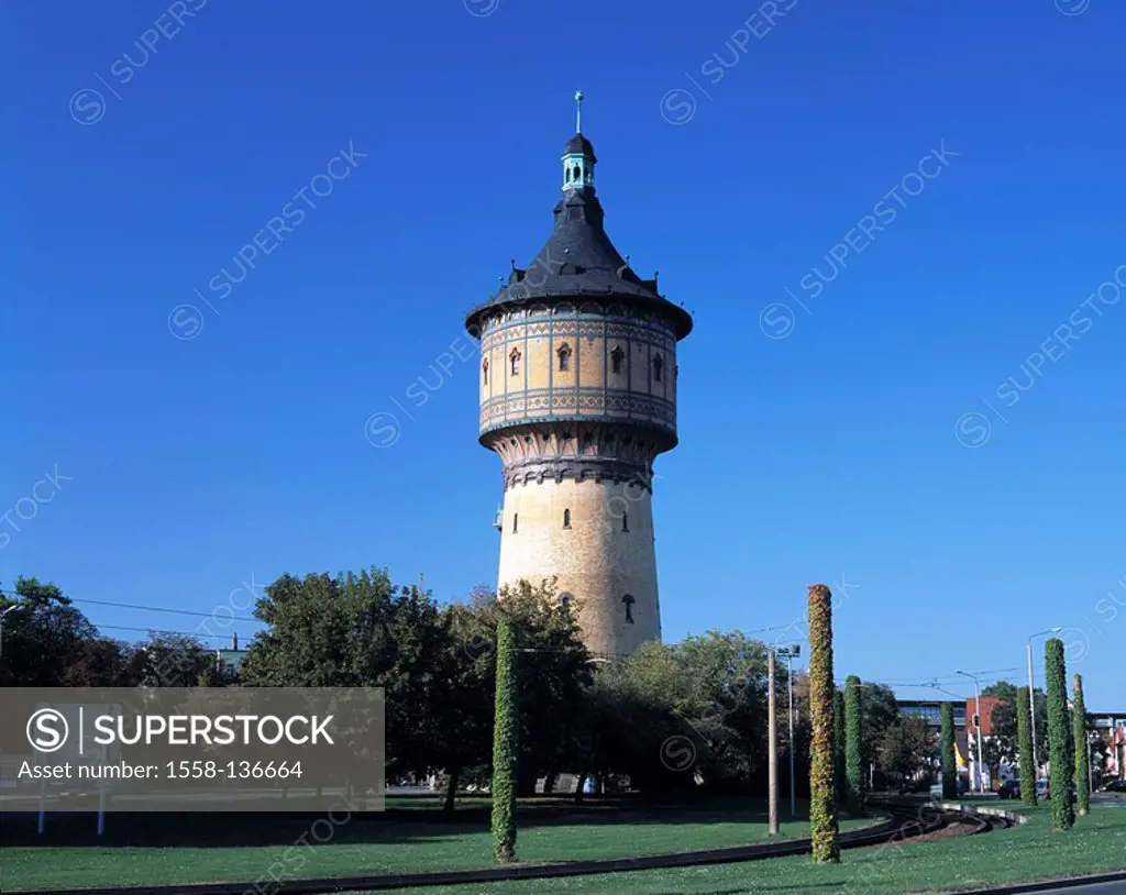 Germany, Saxony-Anhalt, hall at the Saale, water-tower north steed-place tower buildings construction, city-tower, reservoirs, architecture, monument,...