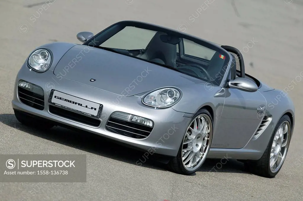 Porsche Gemballa Boxster Cabrio, silver, front-opinion, series, car, Porsche, Gemballa, symbol, spin, driving a car, status-symbol, Tuning, luxury, no...