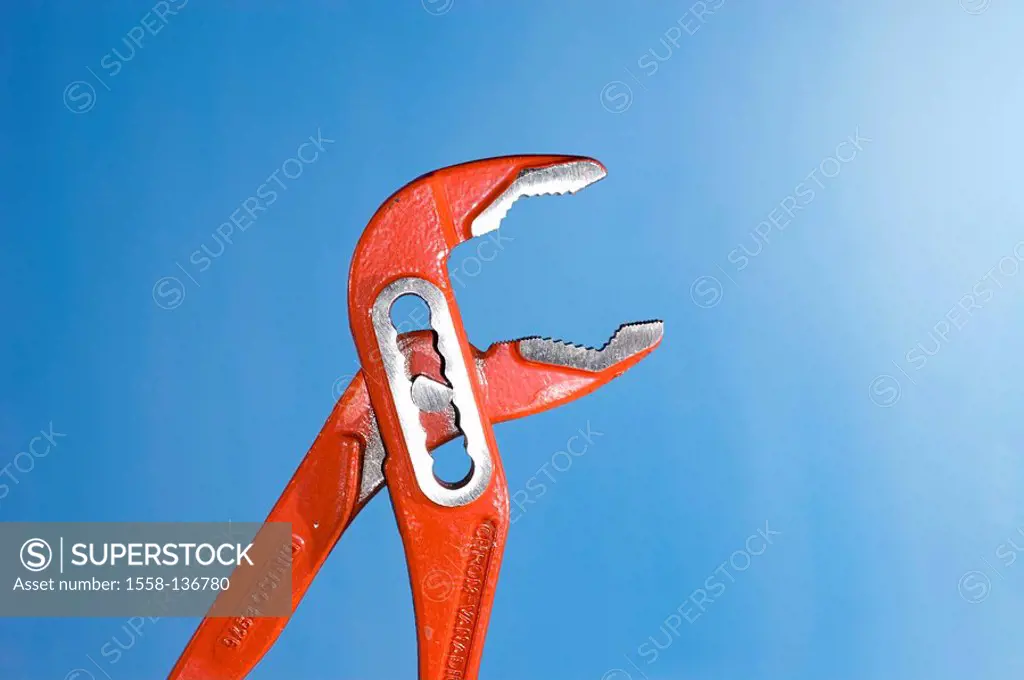 Water pump-tongs, red, craft, tools, home-works, crafts, tools, tongs, gripping- pliers , adjustable, Gleitgelenk, grasps, fixes, holding, clings, man...
