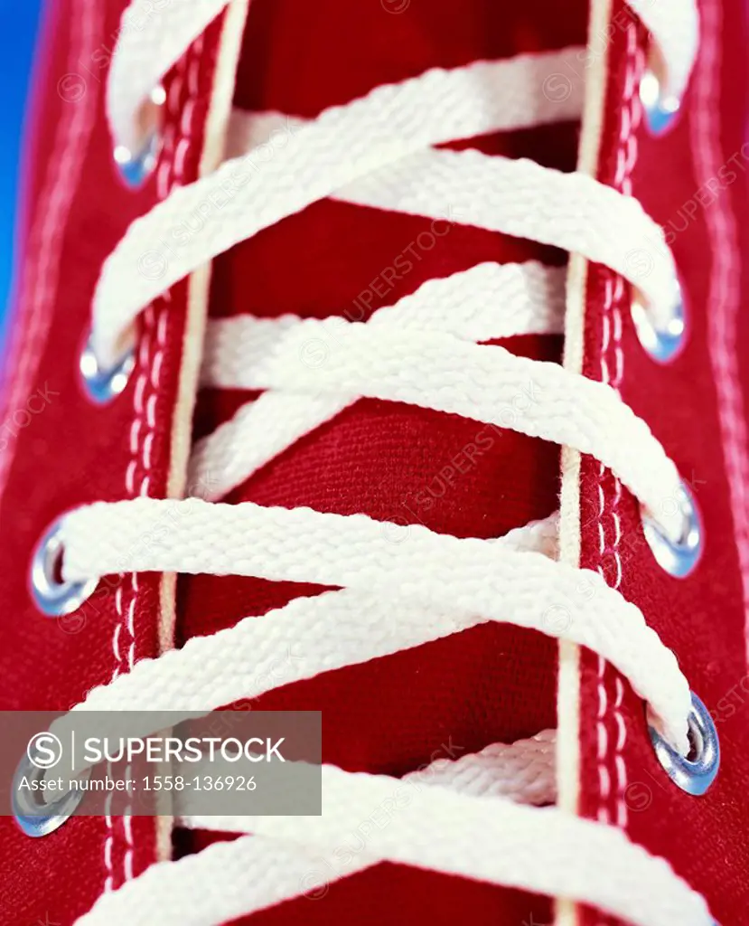 Sneakers, red, lacing, close-up, footwear, shoes, athletically, sneakers, gym shoes, linen-shoes, shoelaces, shoelaces, knows, detail, trendy, studio,