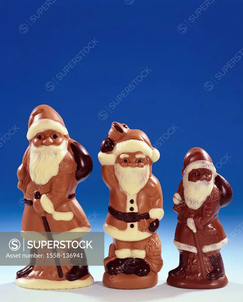 Christmas, Schokoladennikoläuse, Christmas time, Christmas-articles, Nikoläuse, three, Schokoladenerzeugnisse, chocolate-figures, chocolate, eating ca...
