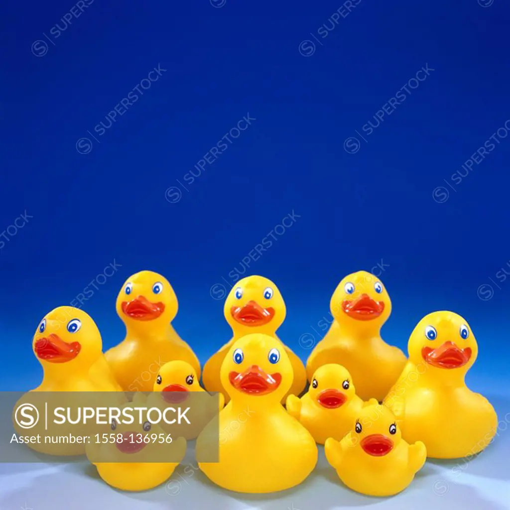 Rubber-ducks, yellow, swarm, size-difference, toy, bath-toy, water-toy, ducks, de little, nine, swimming-animals, Spielenten, toy-ducks, bathtub-anima...