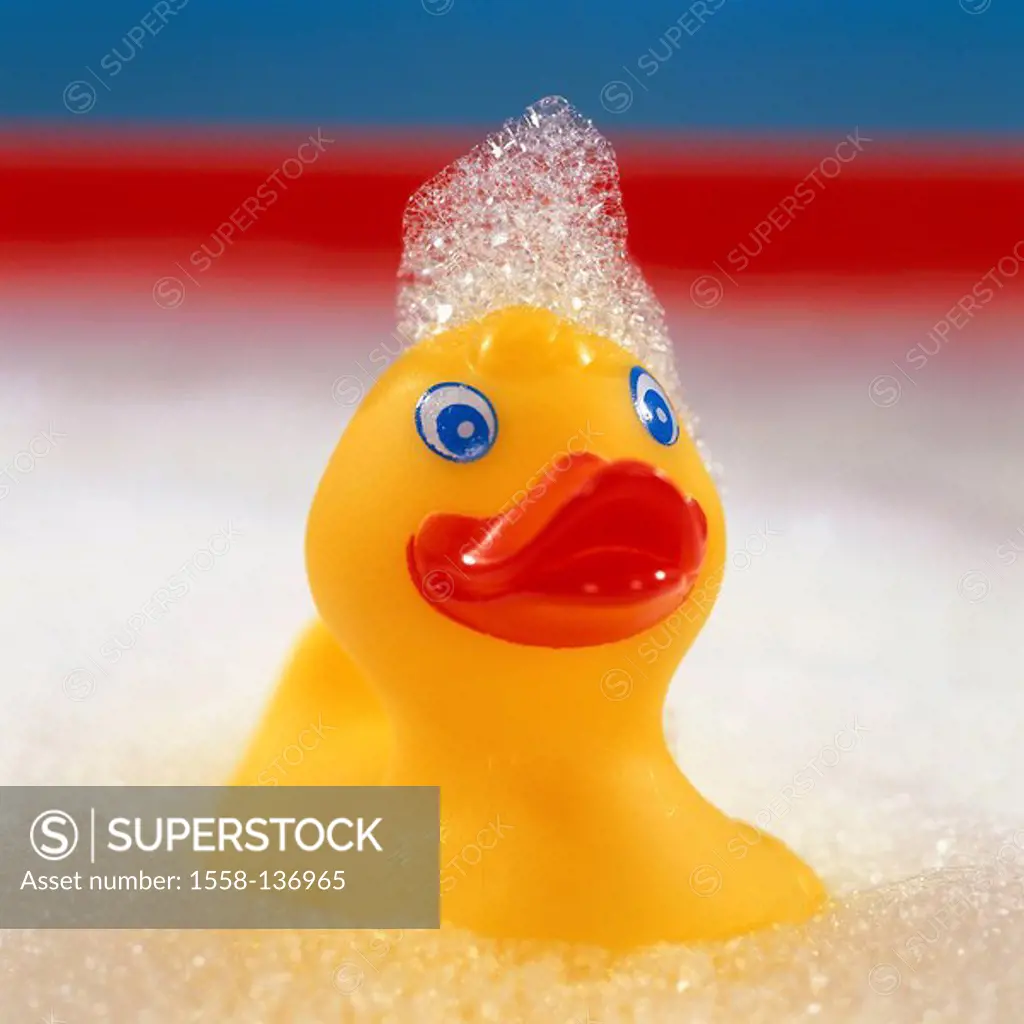 Bath-water, rubber-duck, yellow, whitecap, swims, water, foam-bath, foam, toy, bath-toy, water-toy, ducks, de little swimming-animals Spielente toy-du...