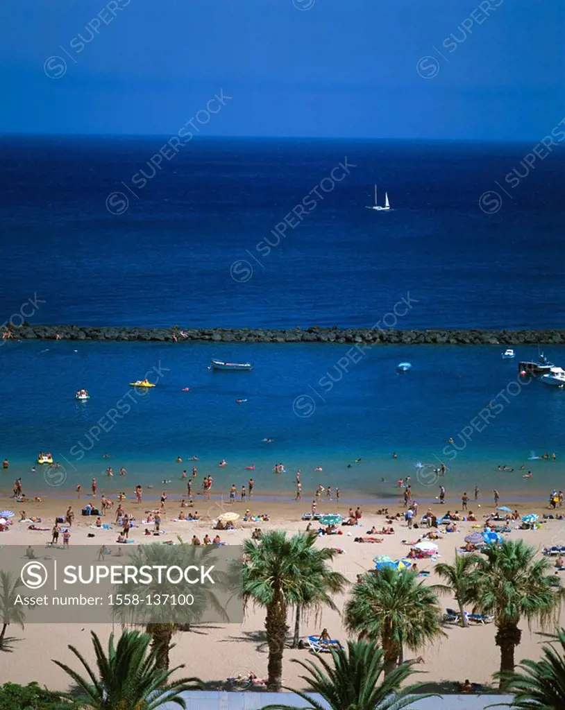 Spain, Canaries, island Tenerife, coast, Santa Cruz, sandy beach artificially, Playa de read lake, volcano-island, Meeresküste, coast-landscape, Teres...