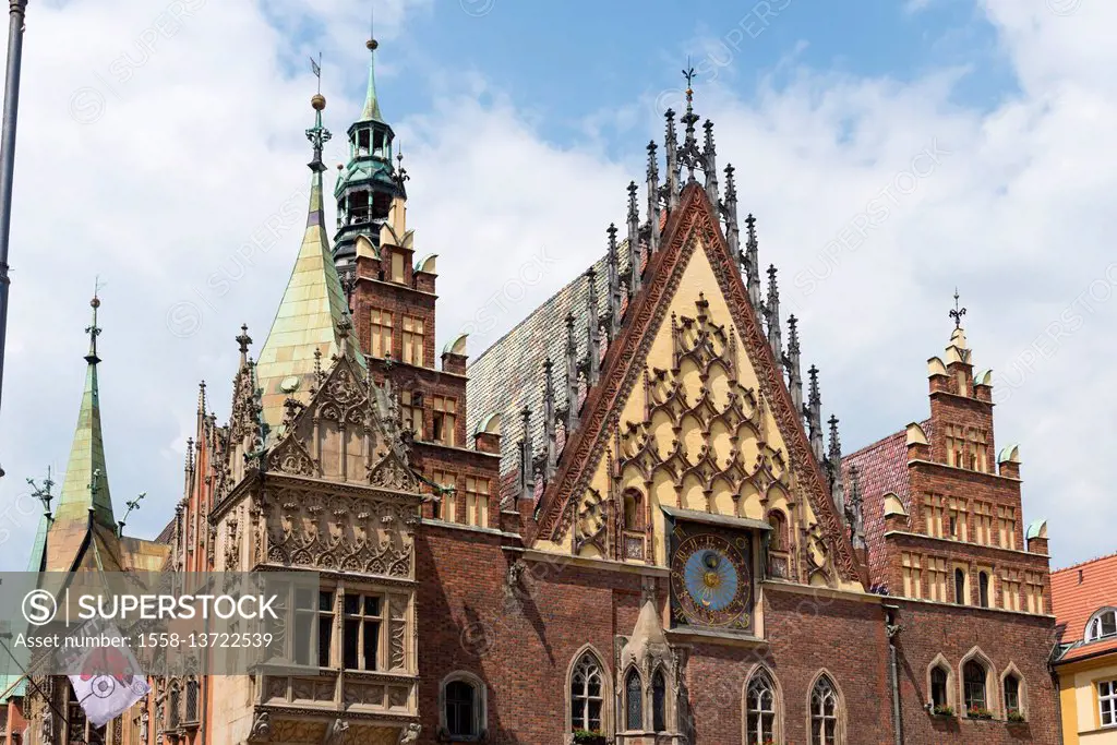 Poland, Wroclaw, detail of the old town hall