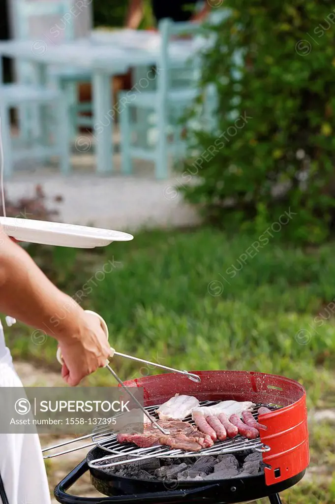 Garden, man, crickets, detail, hand, grill, grill-property, people, garden-grill, charcoal-grill, rust, grill-meat, meat, grill-sausages, sausages, br...
