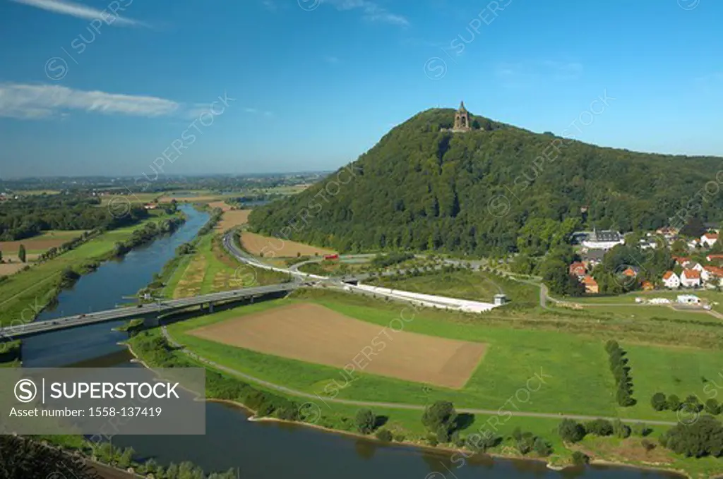 Germany, North Rhine-Westphalia, Weser-bow, Porta Westfalica, emperor-Wilhelm-monument,