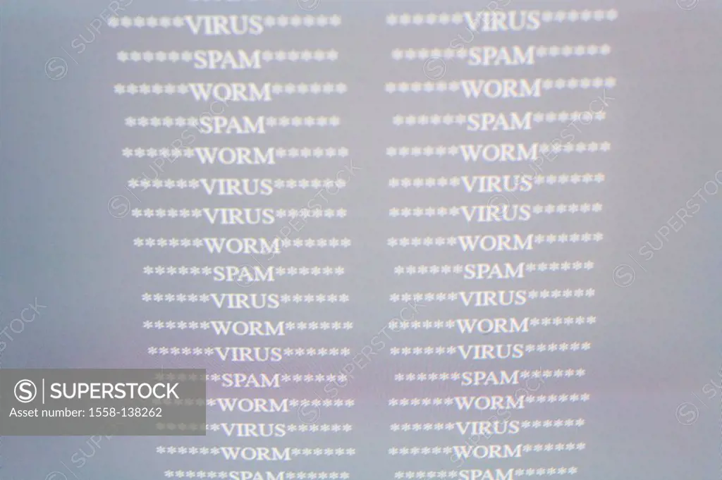 Computers, Virenwarnung, screen, computer-screen, warning, hint, virus, Worm, Spam, computer virus, computer-worm, ad, symbol, internet-dangers, dange...