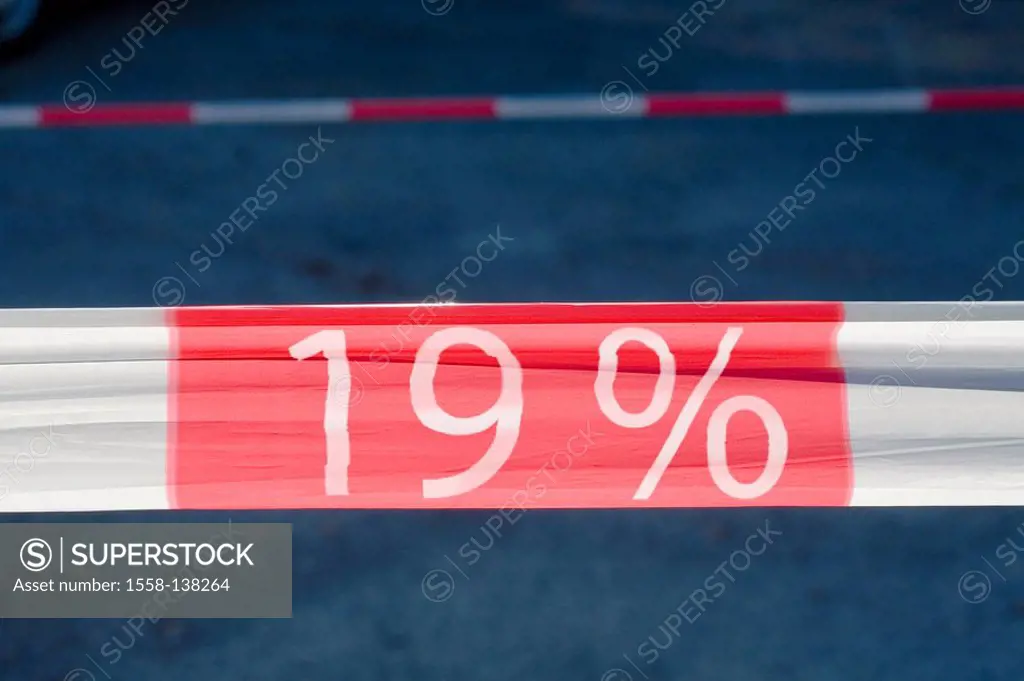 Band, red-knows, imprint, 19 percent, symbol, Mwst, symbol, taxes, tax office, value added tax-increase, value added tax, concept, surcharge, lapel, e...